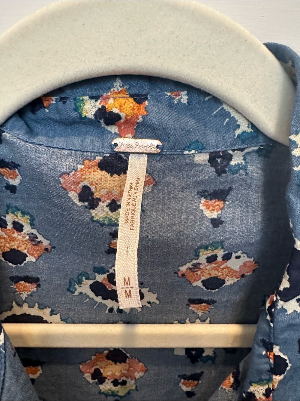 Free People Blue Floral Button-Down Maxi Dress with Rust Accents - Picture 3 of 3